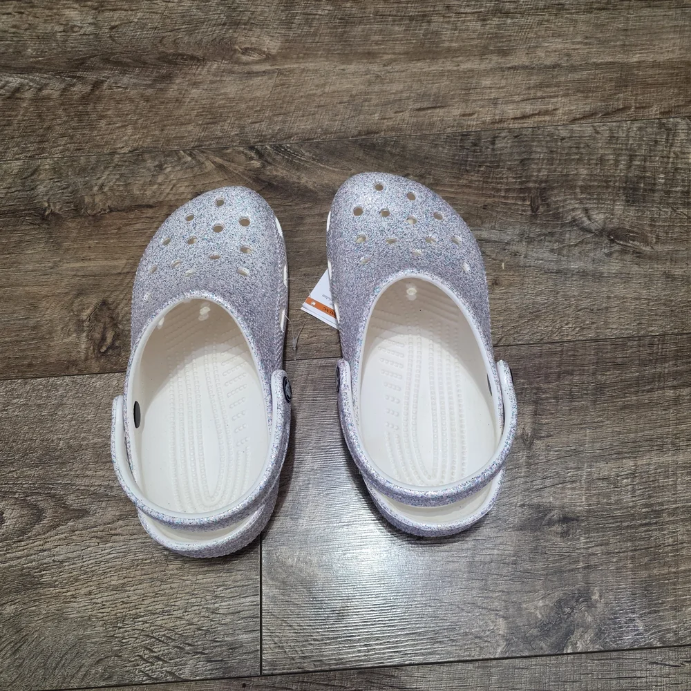 CROCS Kids Sparkly Water Shoes - White and Purple
